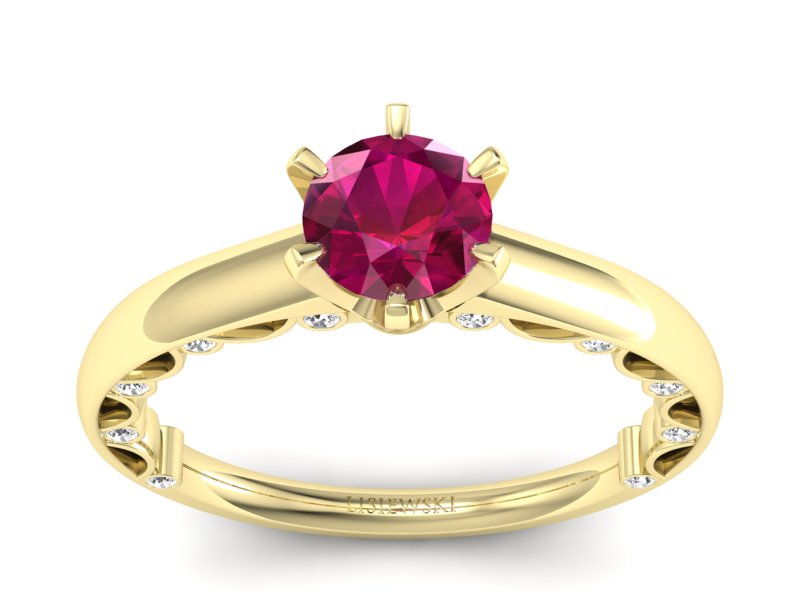 Złoty Pierścionek z rubinem i brylantami - p16400zr - 1