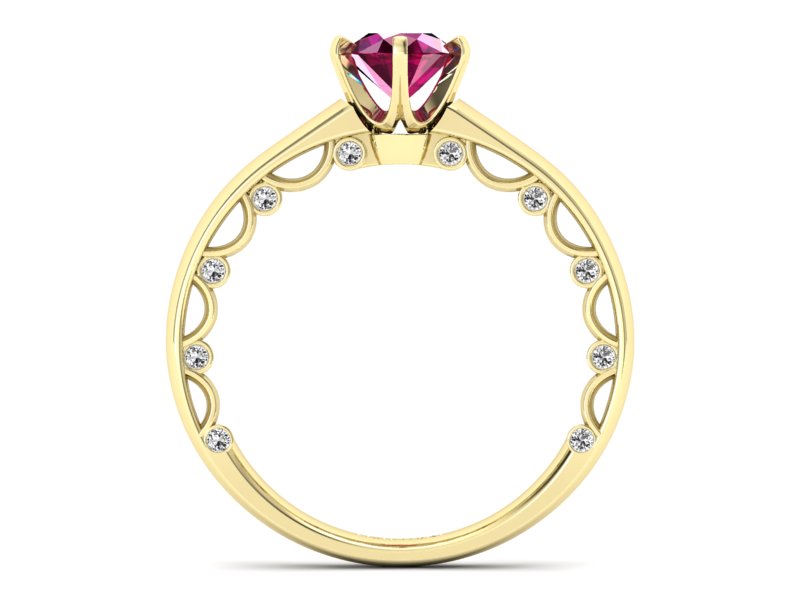 Złoty Pierścionek z rubinem i brylantami - p16400zr - 2