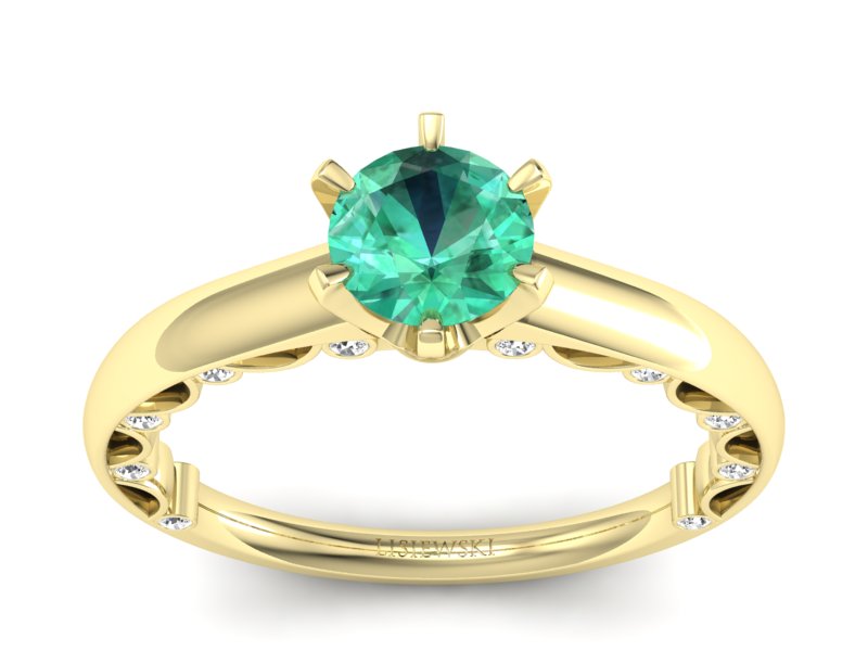 Złoty Pierścionek ze szmaragdem i brylantami - p16400zsm - 1