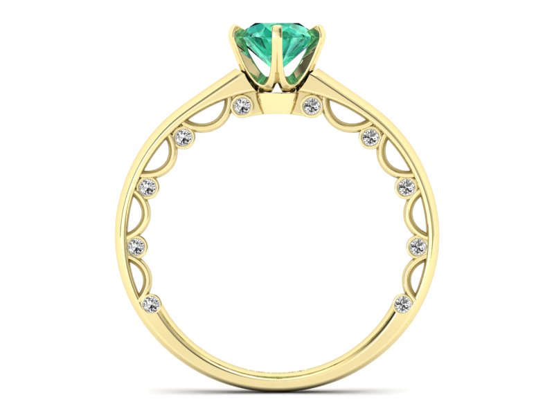 Złoty Pierścionek ze szmaragdem i brylantami - p16400zsm