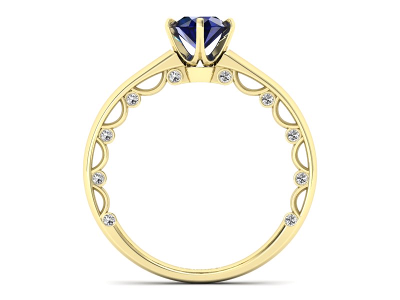 Złoty Pierścionek z szafirem i brylantami - p16400zsz - 2