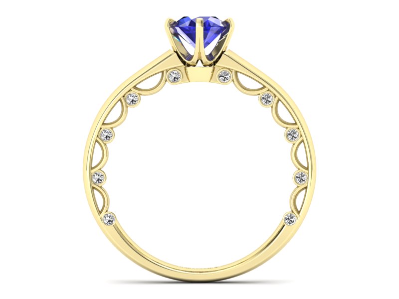 Złoty pierścionek z szafirem i diamentami - p16400zszc - 2