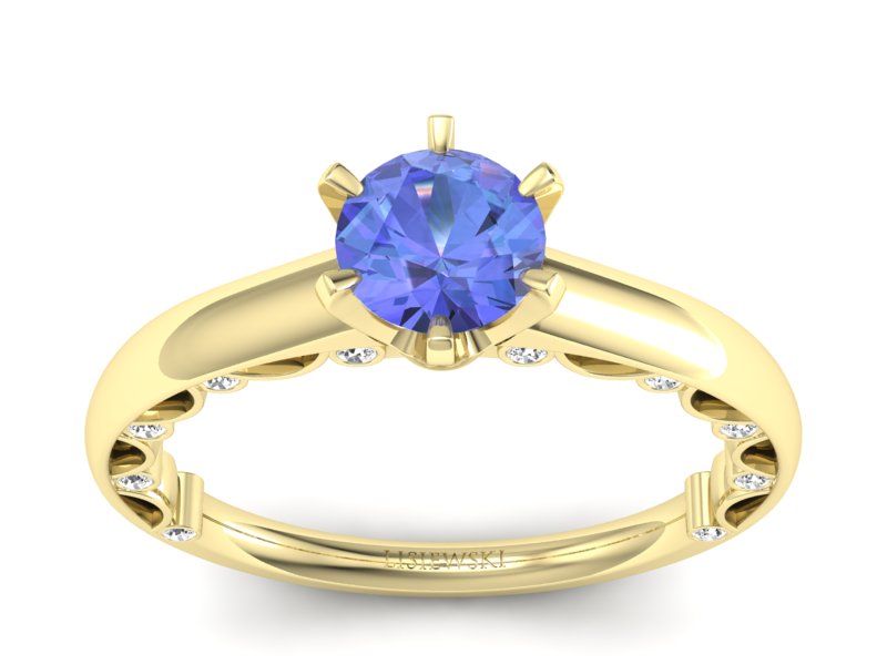 Pierścionek z tanzanitem i brylantami żółte złoto - p16400zt - 1