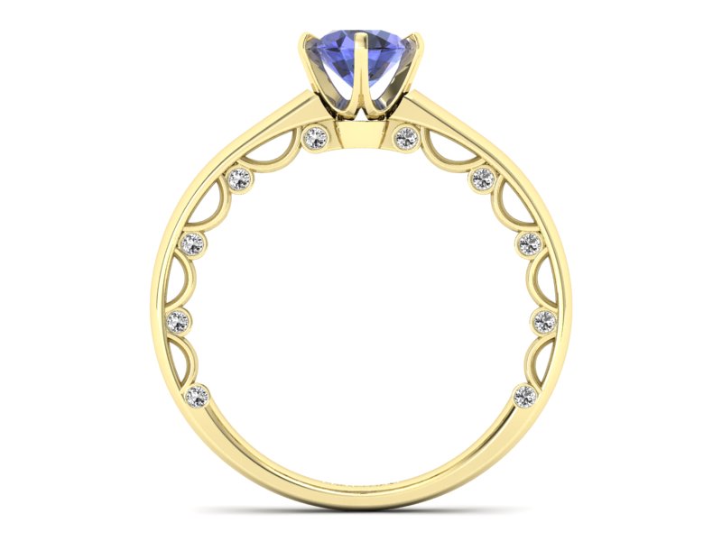 Pierścionek z tanzanitem i brylantami żółte złoto - p16400zt - 2