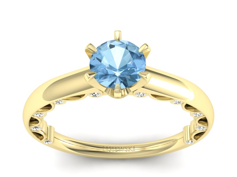 Złoty Pierścionek z topazem i brylantami 585 - p16400ztp - 1