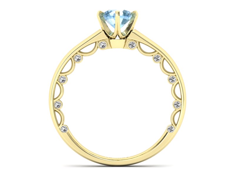 Złoty Pierścionek z topazem i brylantami 585 - p16400ztp - 2