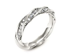 Pierscionek Obrączka z brylantami białe złoto 585 - p16406b