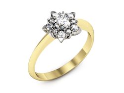 Pierścionek z diamentami żółte i białe złoto 585 - p16407zb
