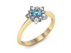 Pierścionek topaz i brylanty białe żółte złoto - p16407zbtp