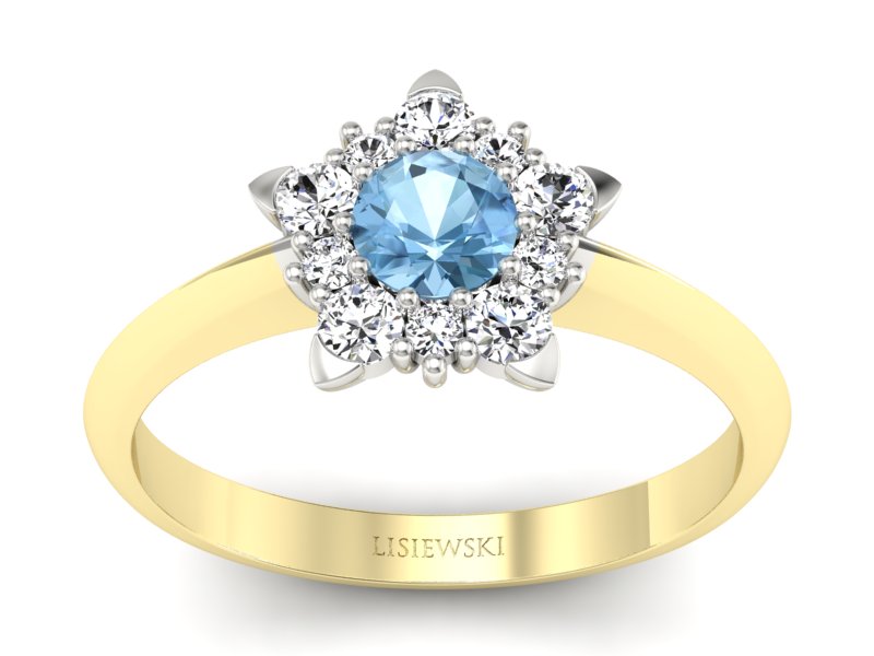 Pierścionek topaz i brylanty białe żółte złoto - p16407zbtp - 1