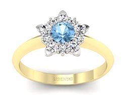 Pierścionek topaz i brylanty białe żółte złoto - p16407zbtp