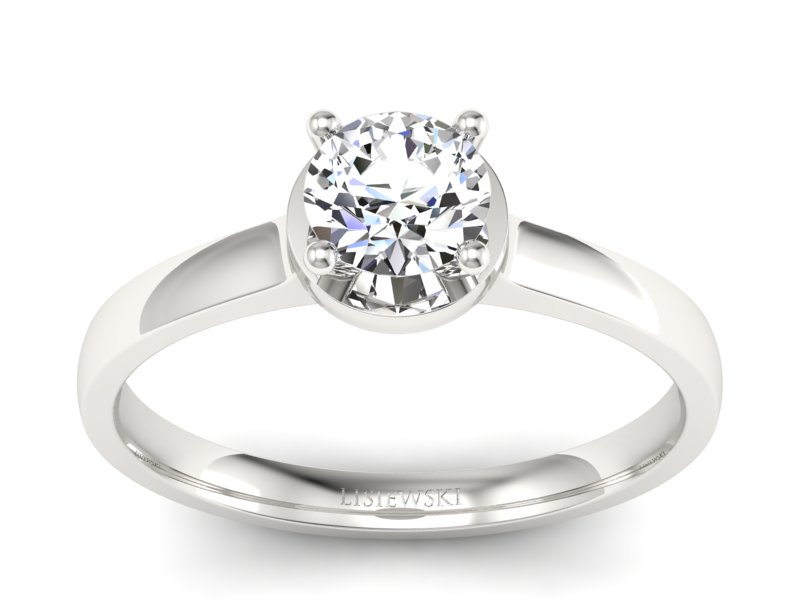 Złoty pierścionek z brylantem białe złoto - p16410b - 1