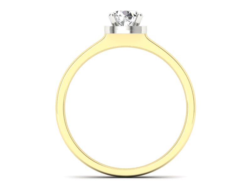 Pierścionek z brylantem z białego i żółtego złota - p16410zb - 2