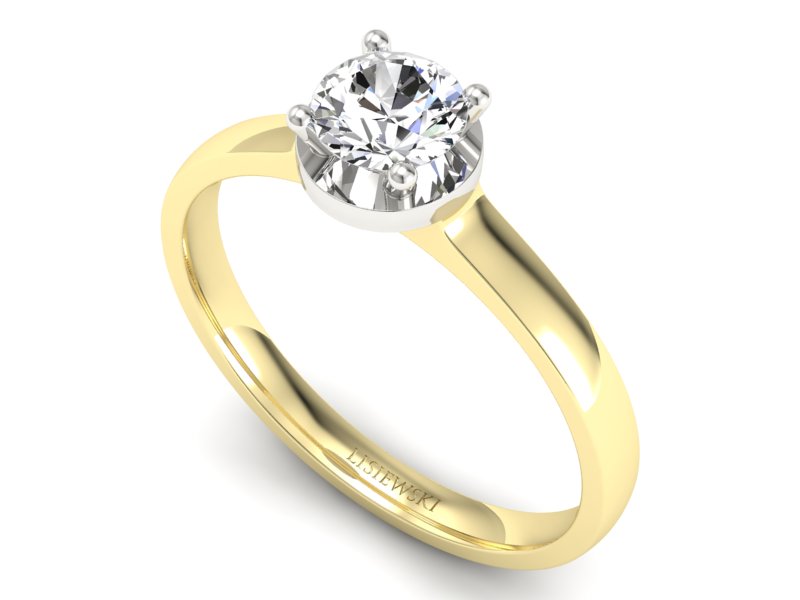 Pierścionek z brylantem z białego i żółtego złota - p16410zb - 3