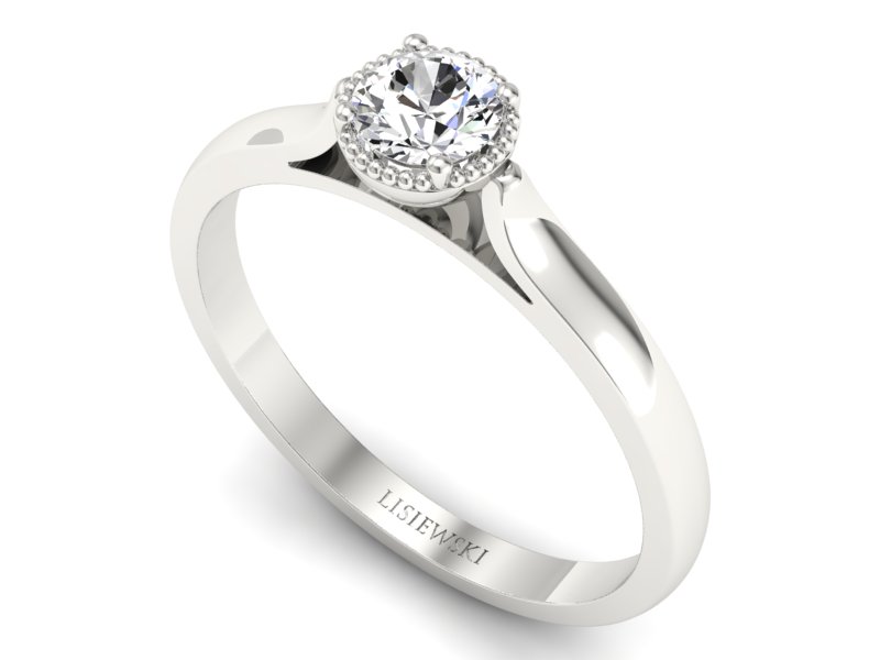 Złoty pierścionek z brylantem białe złoto - p16411b - 3