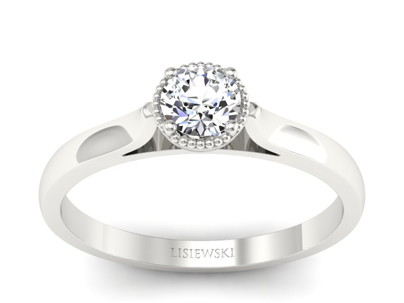 Złoty pierścionek z brylantem białe złoto - p16411b - 1