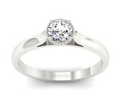 Złoty pierścionek z brylantem białe złoto - p16411b