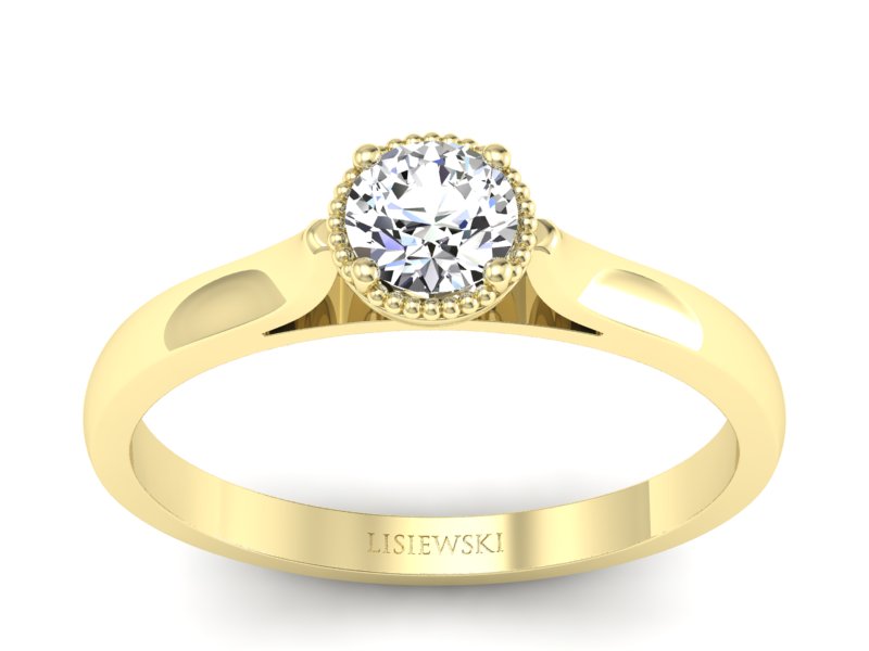 Złoty pierścionek z brylantem żółte złoto - p16411z - 1