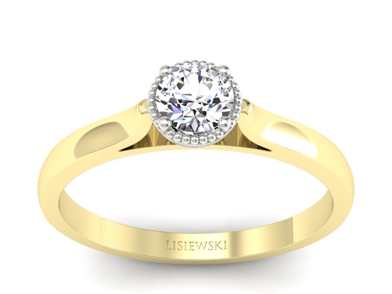 Pierścionek z diamentem żółte i białe złoto - p16411zb - 1