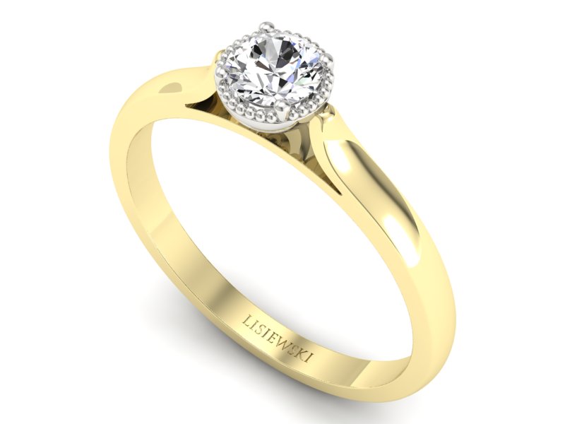 Pierścionek z diamentem żółte i białe złoto - p16411zb - 3