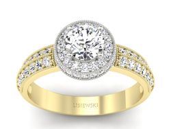 Pierścionek z diamentami żółte i białe złoto 585 - p16418zb