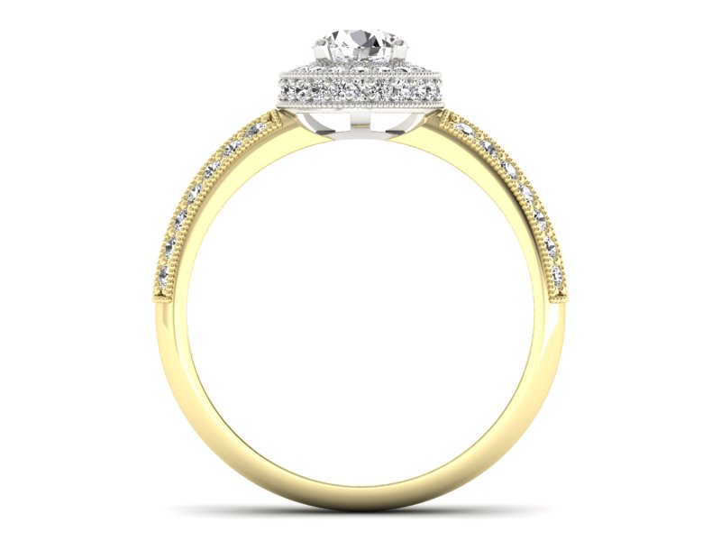 Pierścionek z diamentami żółte i białe złoto 585 - p16418zb - 2