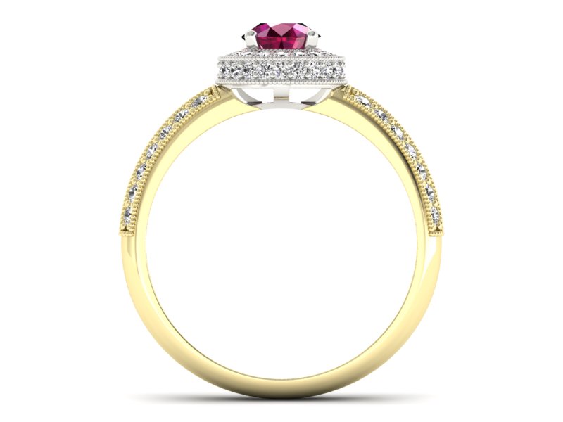 Pierścionek z rubinem i diamentami złoto 585 - p16418zbr - 2