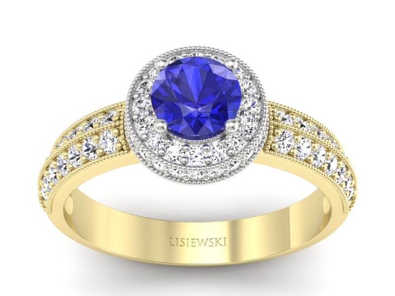 Pierścionek z szafirem i diamentami złoto 585 - p16418zbszc - 1