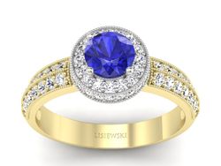 Pierścionek z szafirem i diamentami złoto 585 - p16418zbszc