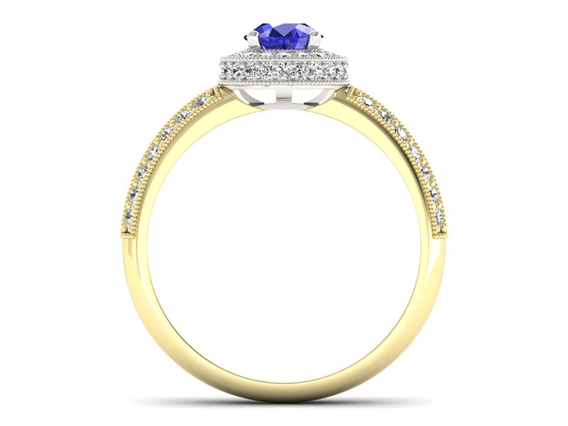 Pierścionek z szafirem i diamentami złoto 585 - p16418zbszc - 2