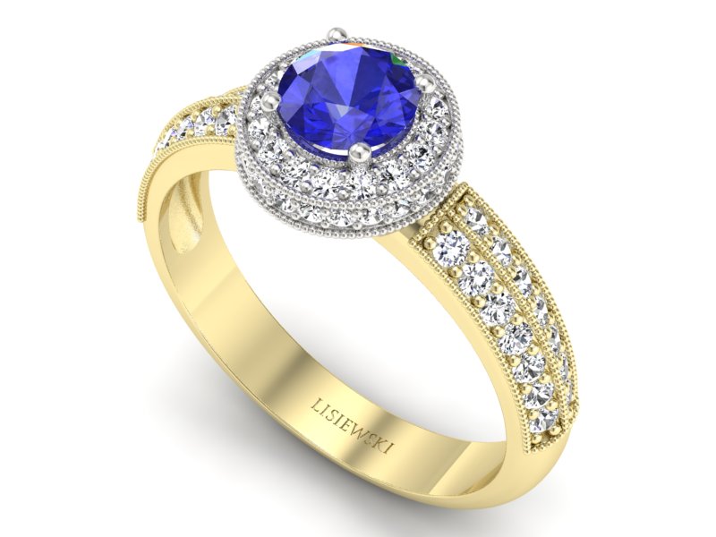 Pierścionek z szafirem i diamentami złoto 585 - p16418zbszc - 3