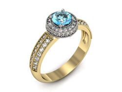Pierścionek topaz i brylanty białe żółte złoto - p16418zbtp