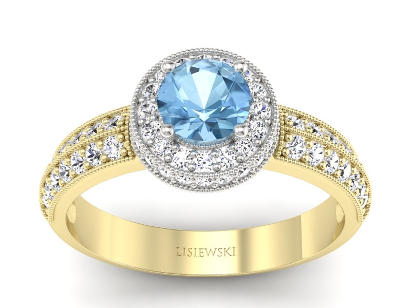 Pierścionek topaz i brylanty białe żółte złoto - p16418zbtp - 1