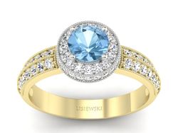 Pierścionek topaz i brylanty białe żółte złoto - p16418zbtp