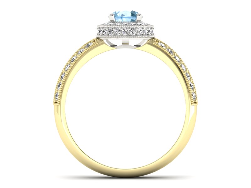 Pierścionek topaz i brylanty białe żółte złoto - p16418zbtp - 2