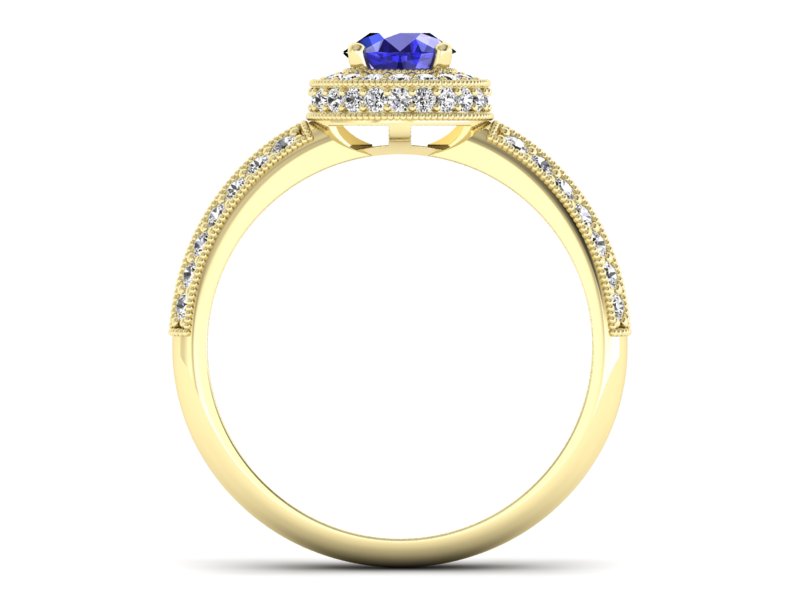 Złoty pierścionek z szafirem i diamentami - p16418zszc - 2