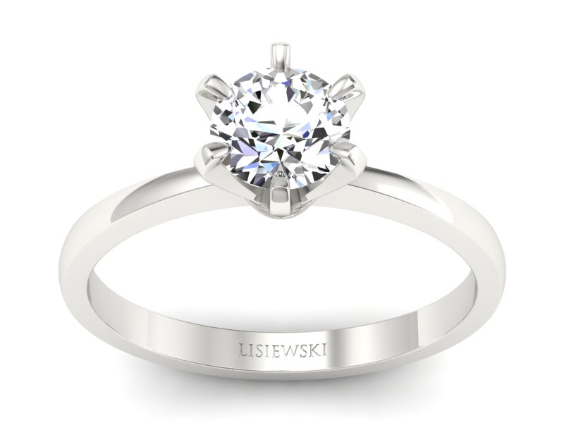 Złoty pierścionek z brylantem białe złoto - p16419b - 1