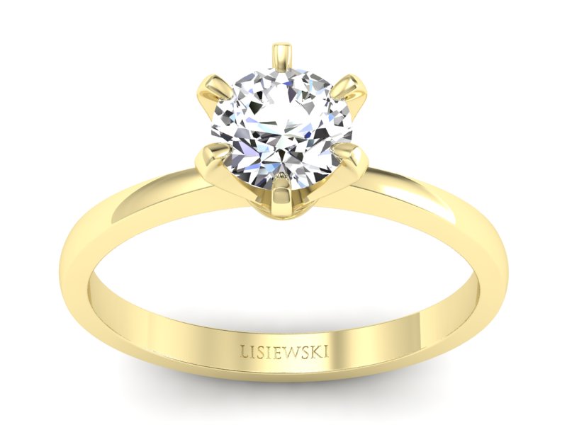 Złoty pierścionek z brylantem żółte złoto - p16419z - 1