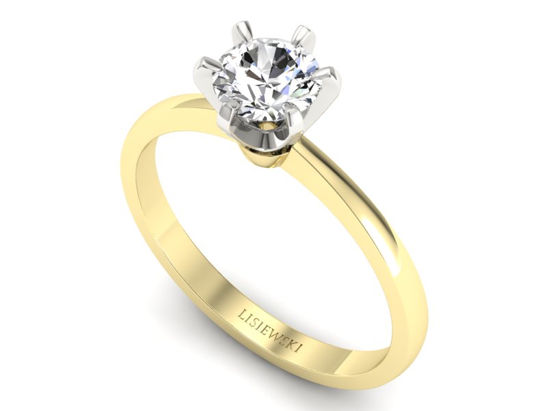 Pierścionek z diamentem żółte i białe złoto - p16419zb - 3