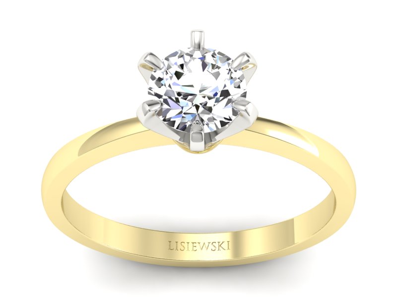 Pierścionek z diamentem żółte i białe złoto - p16419zb - 1