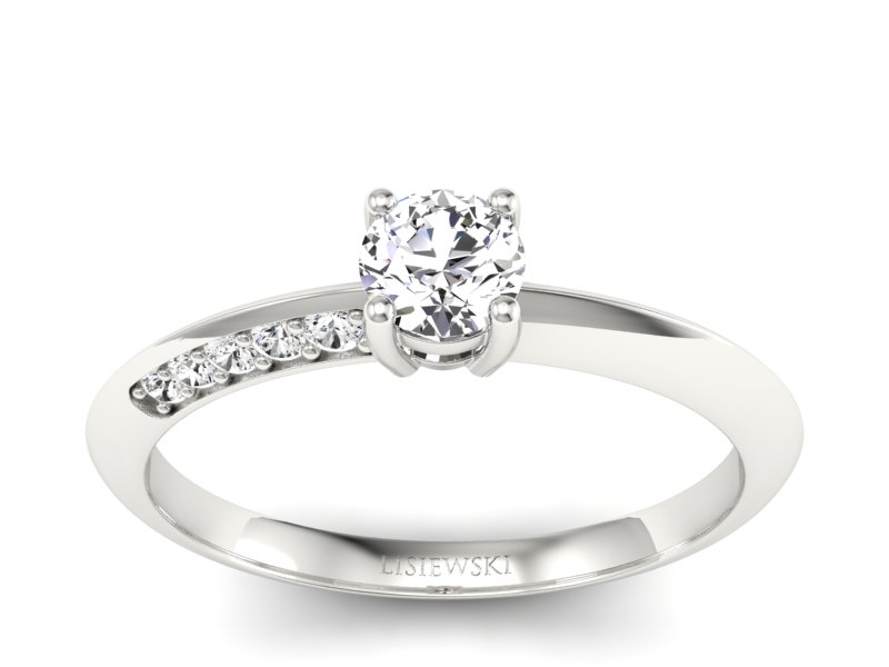 Złoty pierścionek z brylantami białe złoto - p16421b - 1