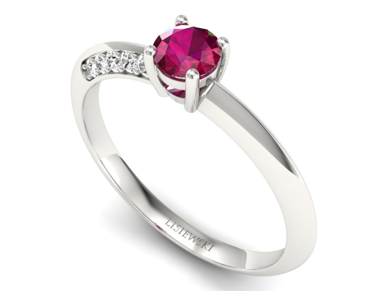 Pierścionek z rubinem i brylantami białe złoto - p16421br - 3