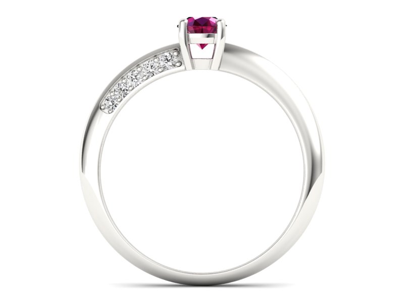 Pierścionek z rubinem i brylantami białe złoto - p16421br - 2