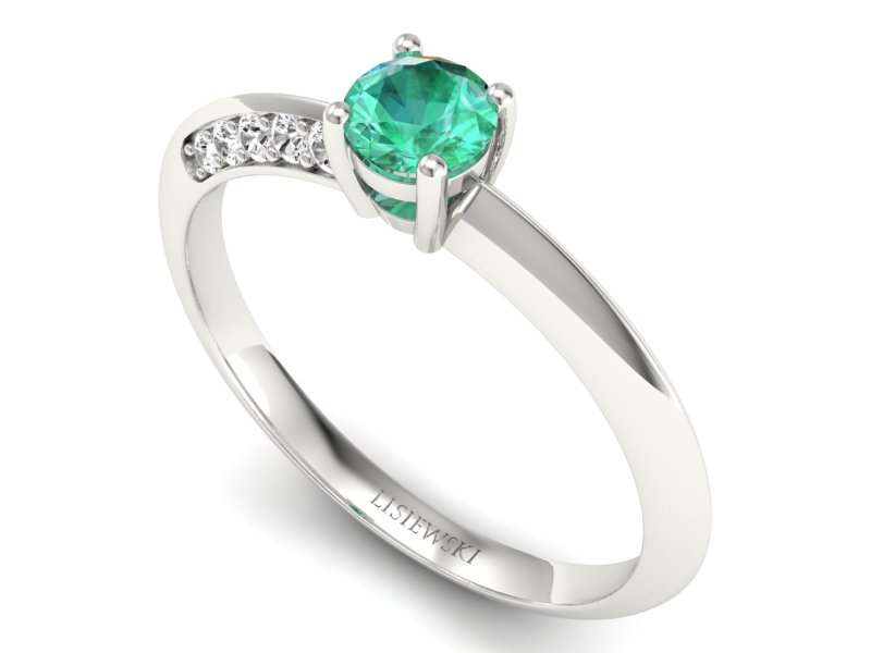 Złoty pierścionek ze szmaragdem i brylantami - p16421bsm - 3