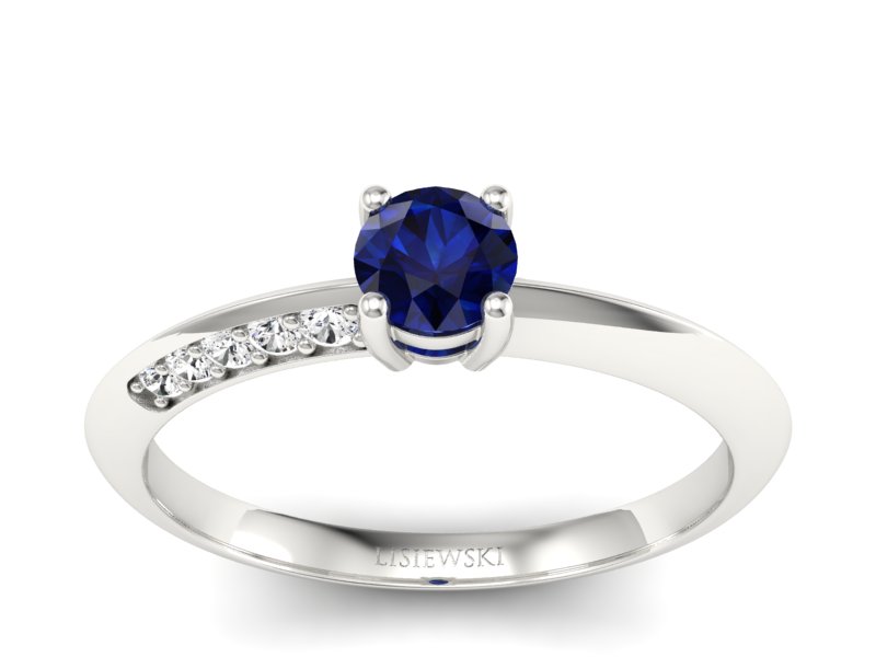 Pierścionek z szafirem i brylantami białe złoto - p16421bsz - 1