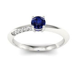 Pierścionek z szafirem i brylantami białe złoto - p16421bsz