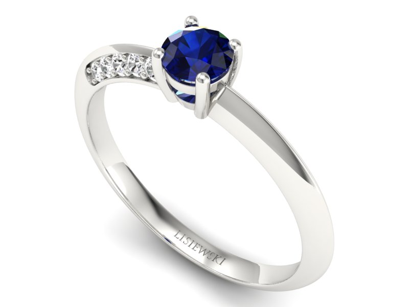 Pierścionek z szafirem i brylantami białe złoto - p16421bsz - 3