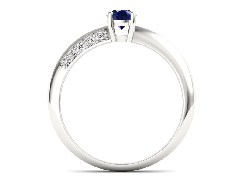 Pierścionek z szafirem i brylantami białe złoto - p16421bsz - 2
