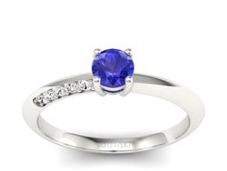 Pierścionek z szafirem i brylantami białe złoto - p16421bszc