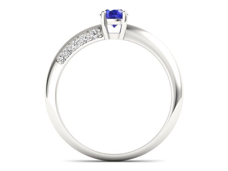 Pierścionek z szafirem i brylantami białe złoto - p16421bszc - 2